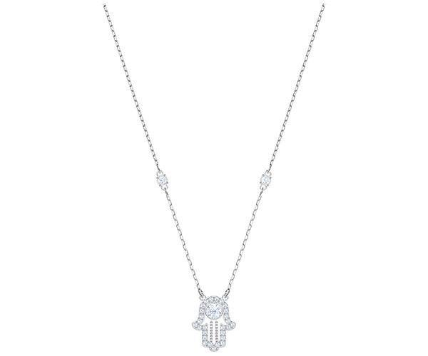 Swarovski Swarovski Luckily Hamsa Hand Necklace, White, Rhodium Plating White Rhodium-plated