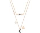 Swarovski Swarovski Glowing Moon Necklace Set, Multi-colored, Mixed Plating Dark Multi