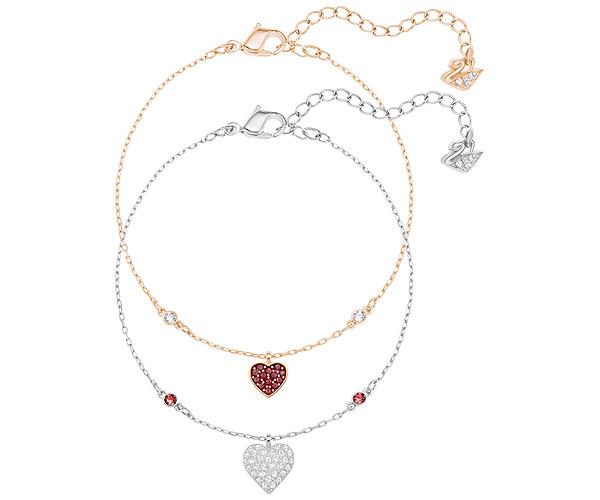 Swarovski Swarovski Crystal Wishes Heart Bracelet Set, Red Red
