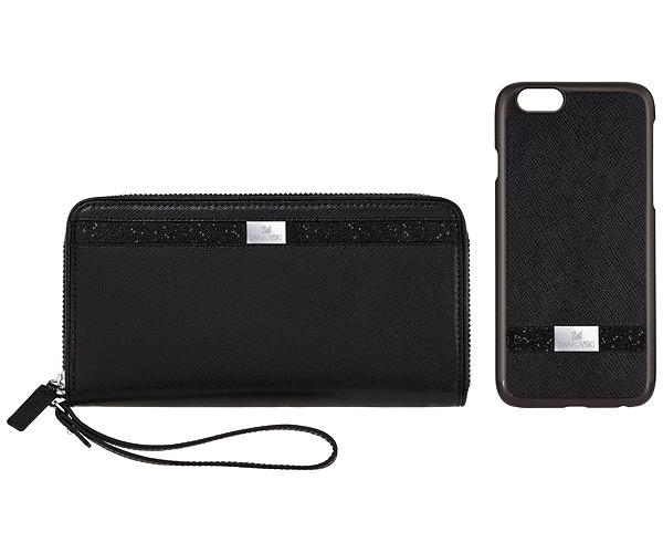 Swarovski Swarovski Smartphone Case With Bumper And Phone Wallet Gift Set, Iphoneâ® 7, Black  Stainless Steel