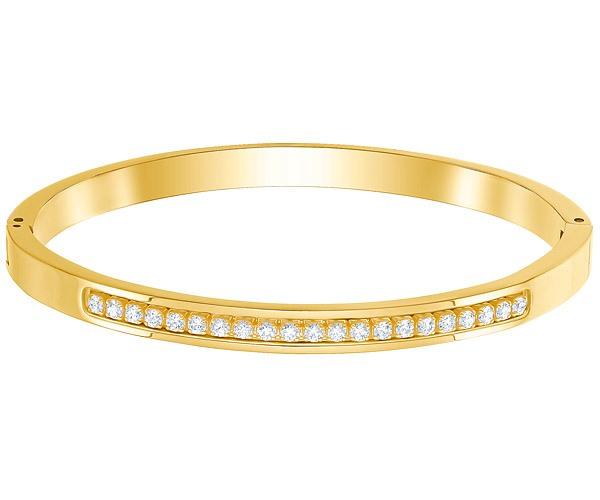 Swarovski Swarovski Further Thin Bangle, White, Gold Plating Brown Gold-plated