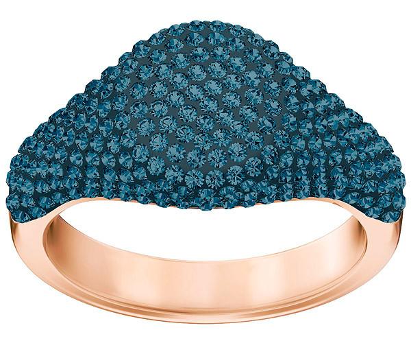 Swarovski Swarovski Stone Signet Ring, Blue, Rose Gold Plating Teal Rose Gold-plated