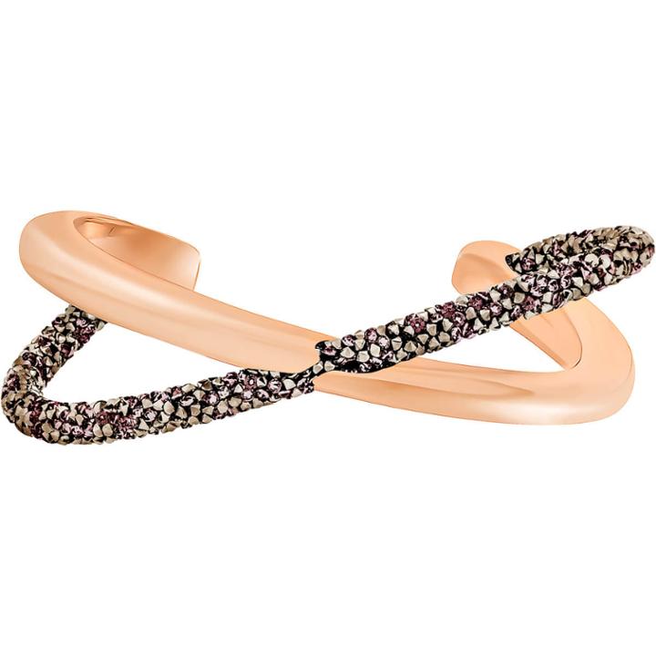 Swarovski Crystaldust Cross Cuff, Multi-colored, Rose Gold Plating