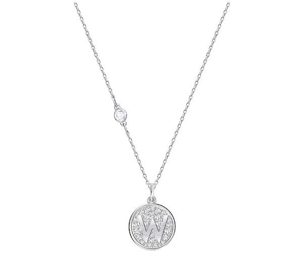 Swarovski Swarovski Letter W Pendant, White, Rhodium Plating White Rhodium-plated