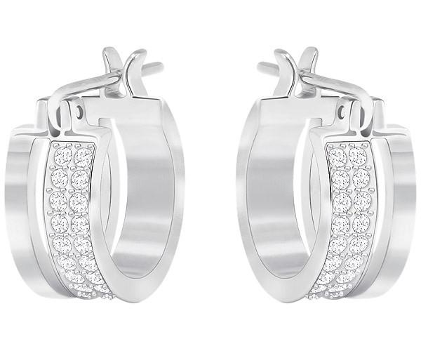 Swarovski Swarovski Graceful Hoop Pierced Earrings, White White Rhodium-plated