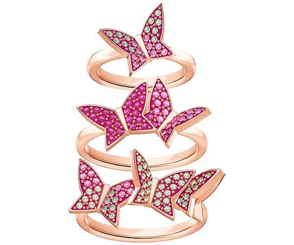 Swarovski Swarovski Lilia Ring Set, Multi-colored, Rose Gold Plating Light Multi Rose Gold-plated