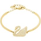 Swarovski Swan Bangle, White, Gold Plating