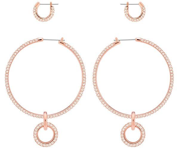 Swarovski Swarovski Stone Pierced Earring Set, Pink, Rose Gold Plating Pink Rose Gold-plated