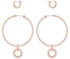 Swarovski Swarovski Stone Pierced Earring Set, Pink, Rose Gold Plating Pink Rose Gold-plated