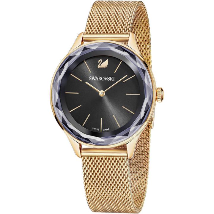 Swarovski Octea Nova Watch, Milanese Bracelet, Black, Rose Gold Tone