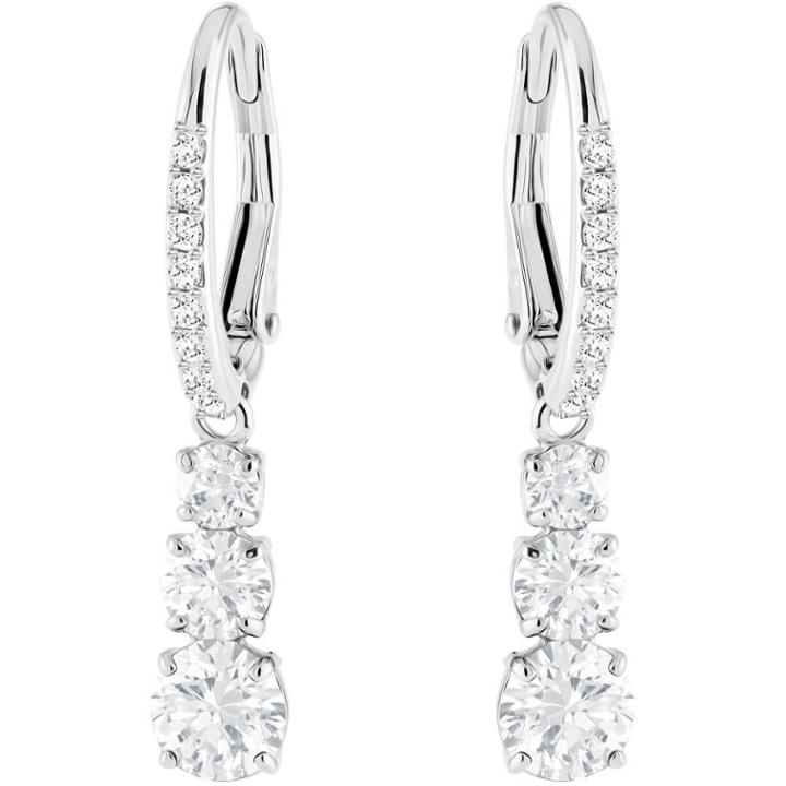 Swarovski Attract Trilogy Round Pierced Earrings, White, Rhodium Plating