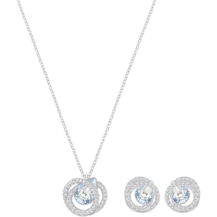 Swarovski Generation Set, Blue, Rhodium Plating