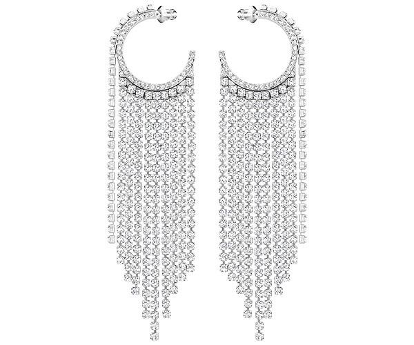 Swarovski Swarovski Fit Hoop Pierced Earrings, White, Rhodium Plating White Rhodium-plated