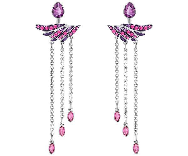 Swarovski Swarovski Hearty Pierced Earrings, Multi-colored, Palladium Plating Dark Multi Rhodium-plated