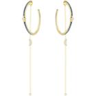 Swarovski Duo Moon Pierced Earrings, Teal, Mixed Plating
