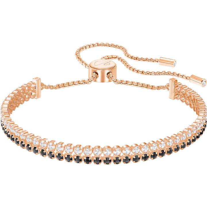 Swarovski Subtle Double Bracelet, Black, Rose Gold Plating