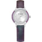 Swarovski Playful Mini Watch, Leather Strap, Purple, Silver Tone