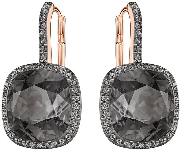 Swarovski Swarovski Lattitude Pierced Earrings, Gray, Rose Gold Plating Gray Rose Gold-plated