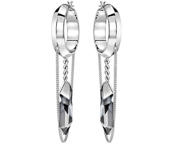 Swarovski Swarovski Atelier Swarovski By Jean Paul Gaultier Revers Hoop Earrings Gray Rhodium-plated