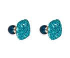 Swarovski Swarovski Moselle Double Stud Pierced Earrings, Palladium Plating Teal Rhodium-plated