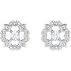 Swarovski Sparkling Dance Flower Pierced Earrings, White, Rhodium Plating