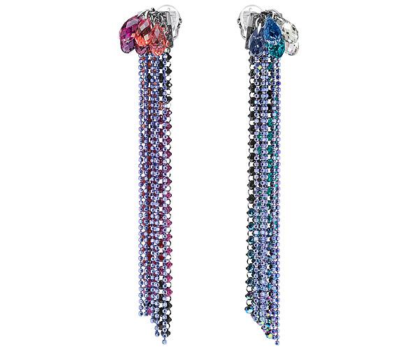 Swarovski Swarovski Haute Couture Clip Earrings, Multi-colored, Ruthenium Plating Dark Multi Rhodium-plated