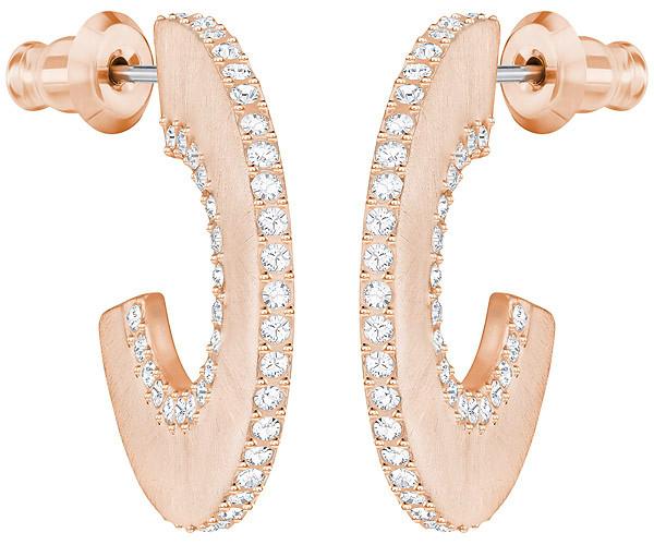 Swarovski Swarovski Hoop Fever Round Pierced Earrings, Small, White, Rose Gold Plating White Rose Gold-plated