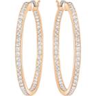 Swarovski Sommerset Hoop Pierced Earrings, Medium, White, Rose Gold Plating