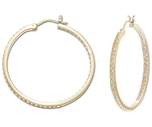 Swarovski Swarovski Somerset Medium Hoop Pierced Earrings, Gold-plated White Gold-plated