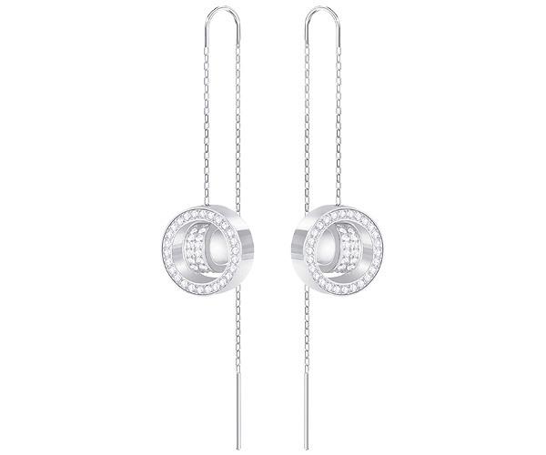 Swarovski Swarovski Hollow Chain Pierced Earrings, White, Rhodium Plating White Rhodium-plated