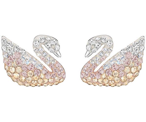 Swarovski Swarovski Iconic Swan Pierced Earrings Light Multi Rhodium-plated