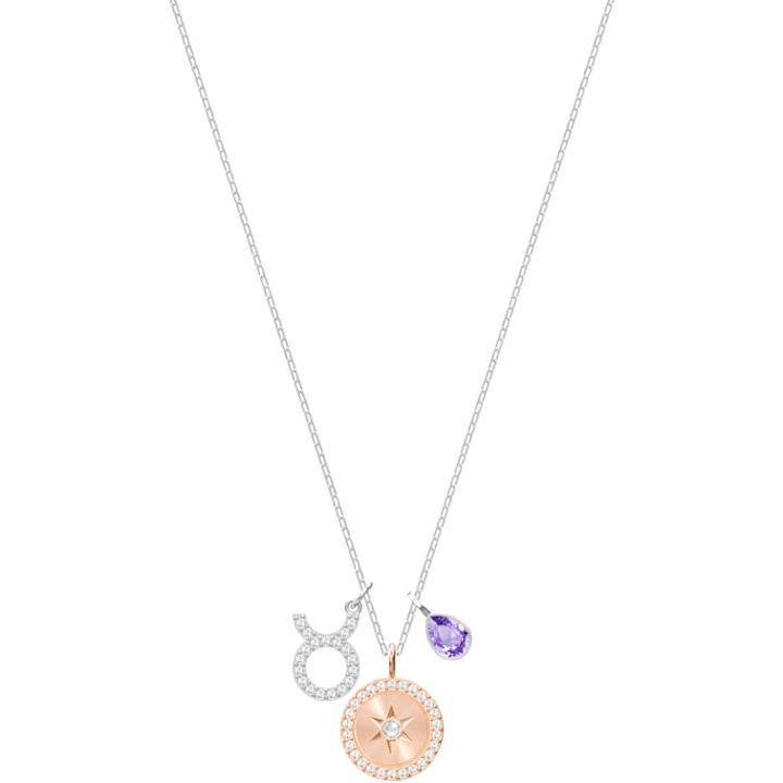 Swarovski Zodiac Pendant, Taurus, Violet, Rhodium Plating