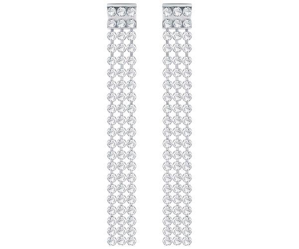 Swarovski Swarovski Fit Long Pierced Earrings, White, Palladium Plating White Rhodium-plated