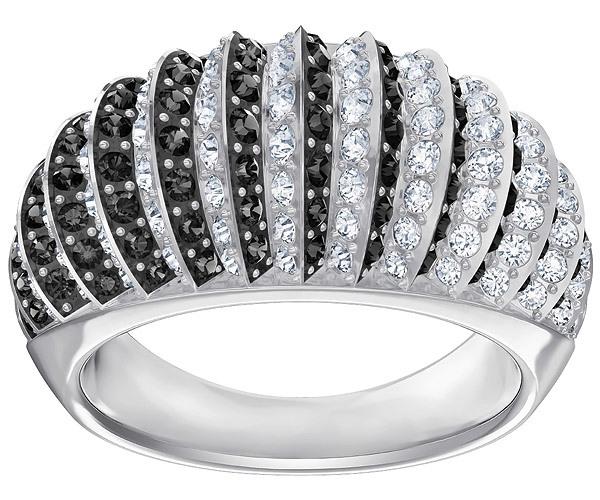Swarovski Swarovski Luxury Domed Ring, Black, Rhodium Plating Teal Rhodium-plated