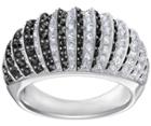 Swarovski Swarovski Luxury Domed Ring, Black, Rhodium Plating Teal Rhodium-plated