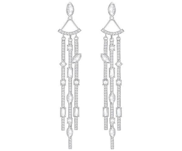 Swarovski Swarovski Henrietta Pierced Earring Jackets, White, Rhodium Plating White Rhodium-plated