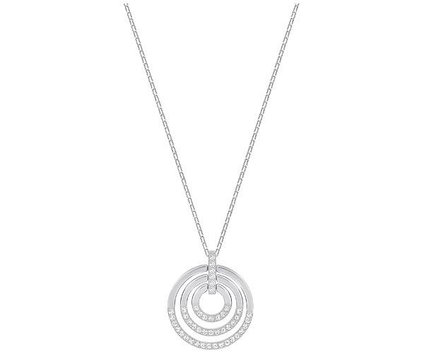 Swarovski Swarovski Circle Pendant, Medium, White, Rhodium Plating White Rhodium-plated