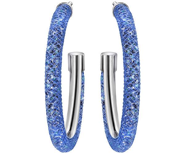 Swarovski Swarovski Stardust Blue Hoop Pierced Earringsâ â â  Light Multi Rhodium-plated