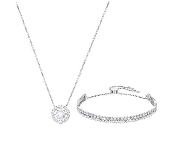 Swarovski Swarovski Sparkling Dance Set, Medium, White, Rhodium Plating White Rhodium-plated