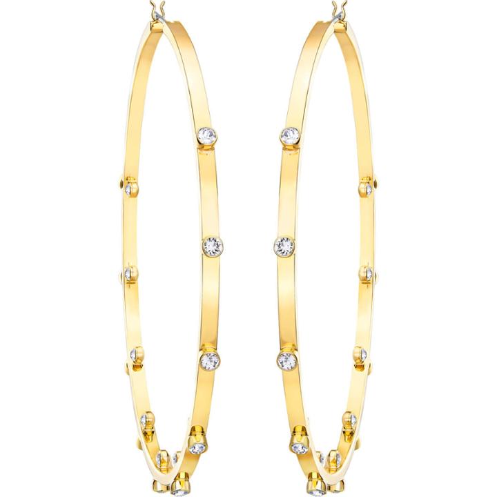 Swarovski Genna Hoop Pierced Earrings, White, Gold Plating