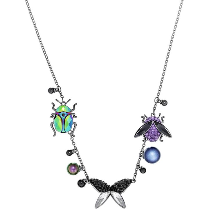 Swarovski Magnetized Necklace, Multi-colored, Black Ruthenium Plating