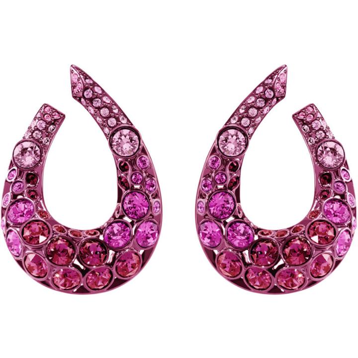 Swarovski Magnetized Pierced Earrings, Multi-colored, Pink Lacquer Plating