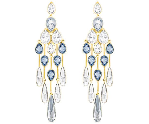 Swarovski Swarovski Gipsy Pierced Earrings, Teal Light Multi Gold-plated