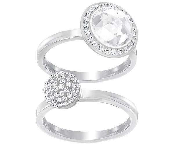Swarovski Swarovski Hote Ring Set, White, Rhodium Plating Gray Rhodium-plated