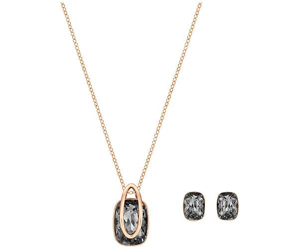 Swarovski Swarovski Holding Set, Gray, Rose Gold Plating Gray Rose Gold-plated