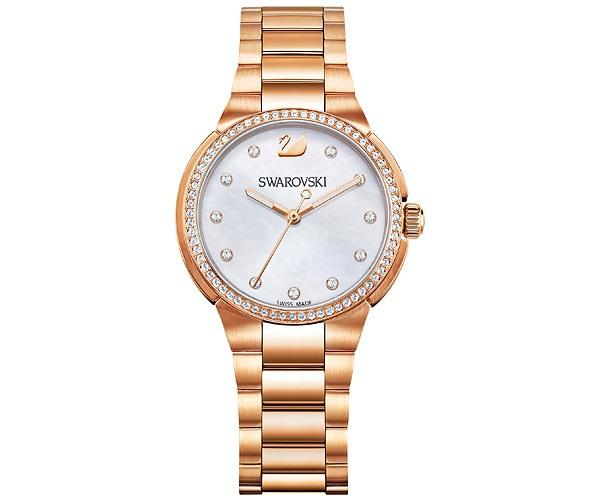 Swarovski Swarovski City Mini Watch, Metal Bracelet, Mother-of-pearl, Rose Gold Tone White Rose Gold-plated