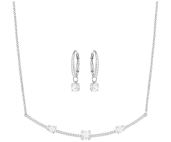Swarovski Swarovski Gray Set, White, Rhodium Plating White Rhodium-plated