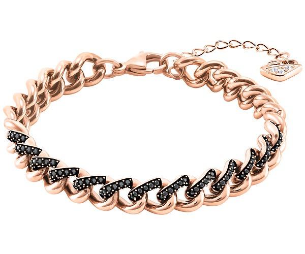 Swarovski Swarovski Lane Bracelet, Black, Rose Gold Plating Teal Rose Gold-plated