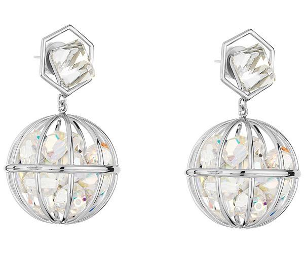 Swarovski Swarovski Nostalgia Pierced Earrings, White, Palladium Plating Violet Rhodium-plated