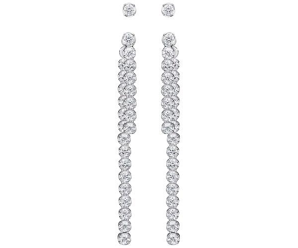 Swarovski Swarovski Subtle Pierced Earring Jackets, White, Rhodium Plating White Rhodium-plated